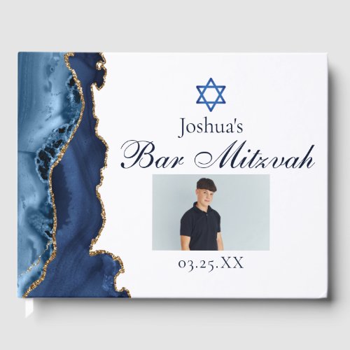 Navy Blue Gold Agate Bar Mitzvah Party Photo