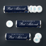 Navy Blue Gold Agate Custom Bat Mitzvah Party Breath Savers® Mints<br><div class="desc">Elegant navy blue and gold agate decorates the side of this modern Bat Mitzvah party favor roll of mints. Your daughter's name is written in beautiful formal script under the Star of David. Perfect for a chic,  stylish Jewish family celebrating their girl  being called to the Torah.</div>