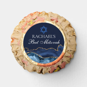 Navy Blue Gold Agate Custom Bat Mitzvah Party Reese's Peanut Butter Cups