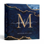 Navy Blue Gold Agate Geode Monogram Script Name 3 Ring Binder Navy Blue Gold Agate Geode Monogram Script Name 3 Ring Binder