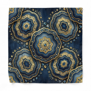 Navy Blue Gold Agate Pocket Square Bandana