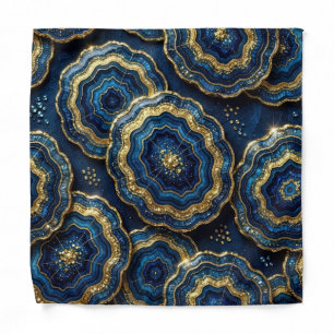 Navy Blue Gold Agate Pocket Square Bandana