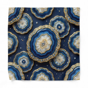 Navy Blue Gold Agate Pocket Square Bandana