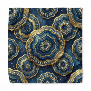 Navy Blue Gold Agate Pocket Square Bandana