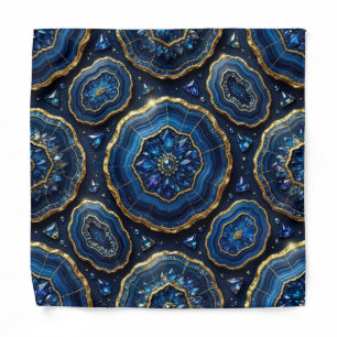 Navy Blue Gold Agate Pocket Square Bandana