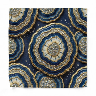 Navy Blue Gold Agate Pocket Square Bandana