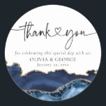 Navy Blue Gold Agate Wedding Thank You Stickers<br><div class="desc">Navy Blue Gold Agate Wedding Thank You Stickers</div>