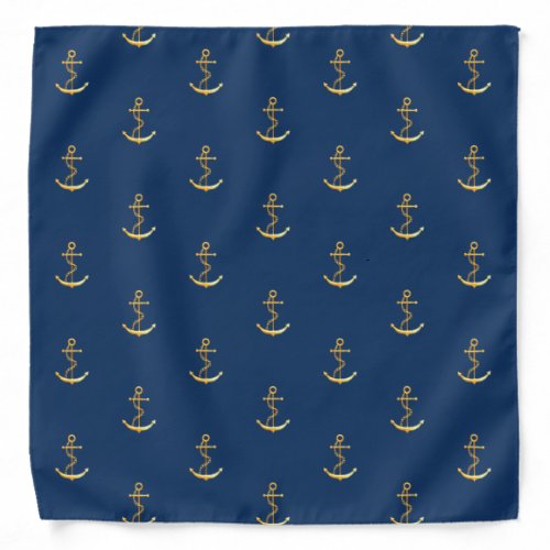 Navy blue gold anchor pattern bandana