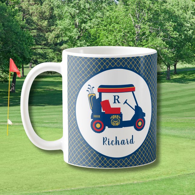 Navy Blue Gold and Red Golf  Personalized  Coffee Mug (Creator Uploaded)