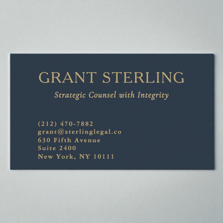 Navy Blue Gold Attorney At Law Legal Minimal Business Card