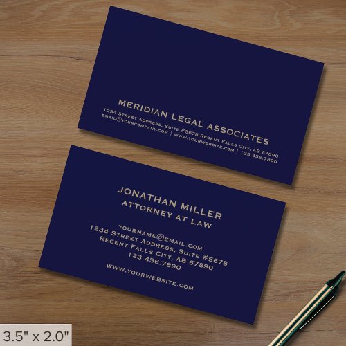 Navy Blue Gold Attorney Business Card