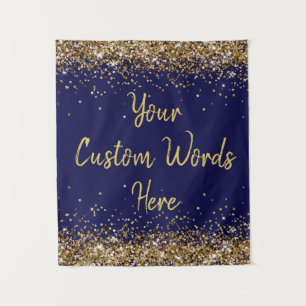 Navy Blue Gold Backdrop Birthday Party Photo Booth