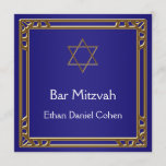 Navy Blue Gold Bar Mitzvah Invitation<br><div class="desc">Navy blue gold and Star of David Bar Mitzvah invitations.  



 







  


com</div>