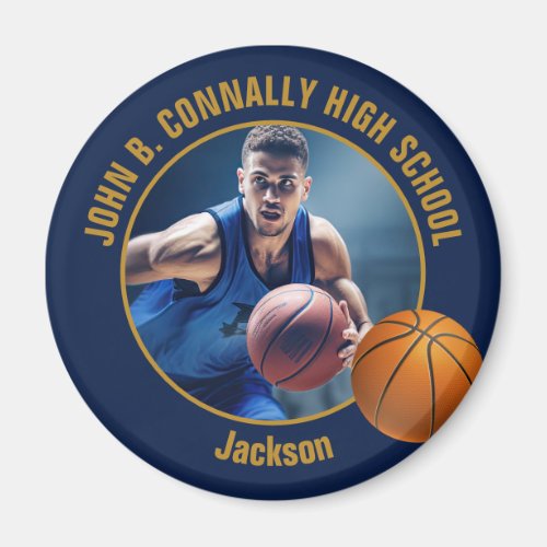 Navy Blue Gold Basketball Player Photo