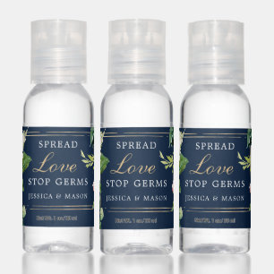 Navy Blue Gold Blush Spread Love Hand Sanitizer