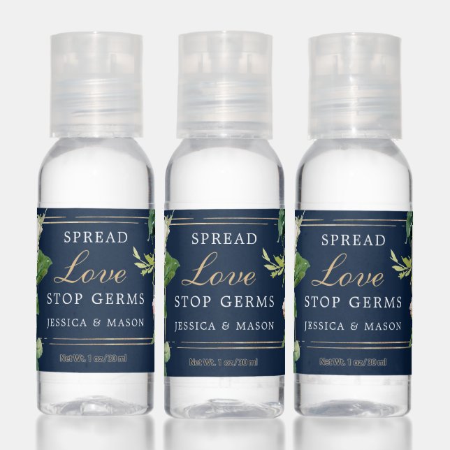 Navy Blue Gold Blush Spread Love Hand Sanitizer (Set)