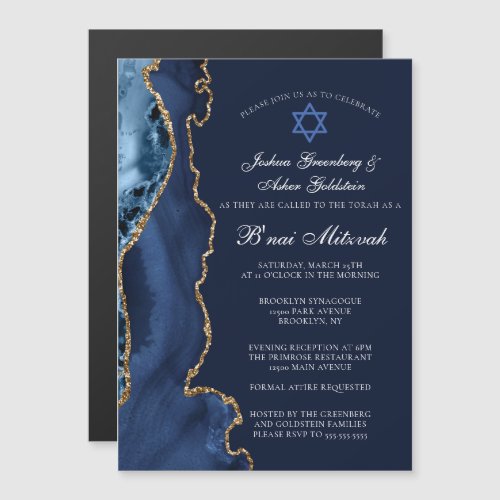 Navy Blue Gold B'nai Mitzvah Elegant Party