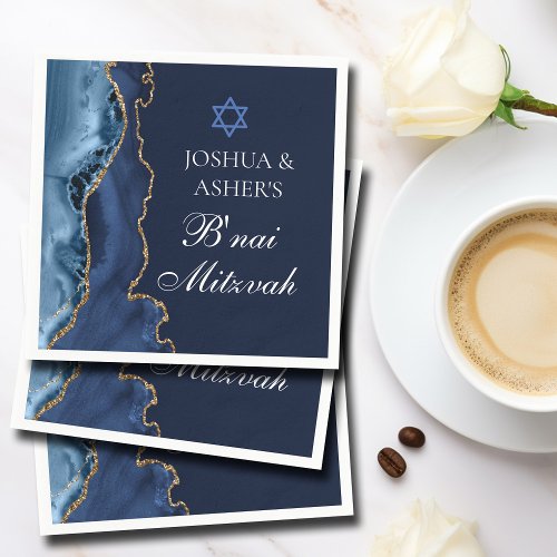 Navy Blue Gold B'nai Mitzvah Elegant Party