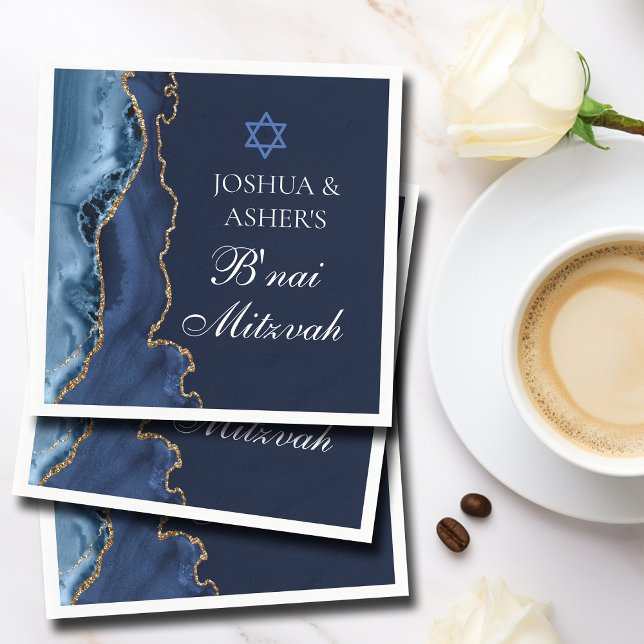 Navy Blue Gold B'nai Mitzvah Elegant Party Napkins (Creator Uploaded)