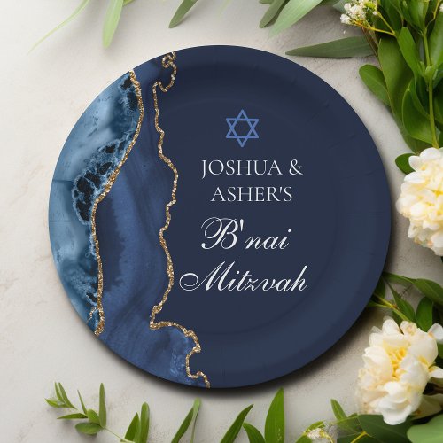 Navy Blue Gold B'nai Mitzvah Elegant Party