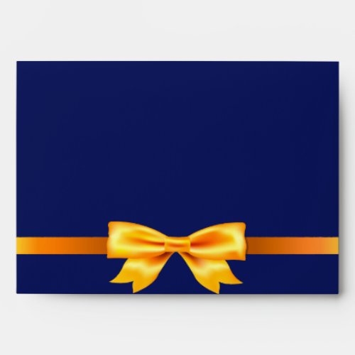 Navy blue gold bow elegant wedding envelope