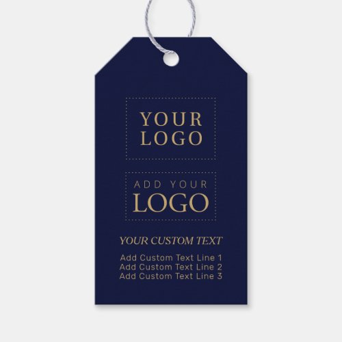 Navy Blue  Gold Branded Business Logo Package Gift Tags