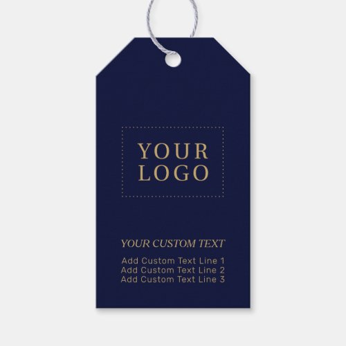 Navy Blue  Gold Branded Business Logo Package Gift Tags