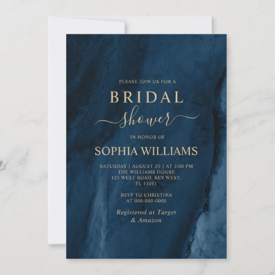 Navy Blue & Gold Bridal Shower Invitation