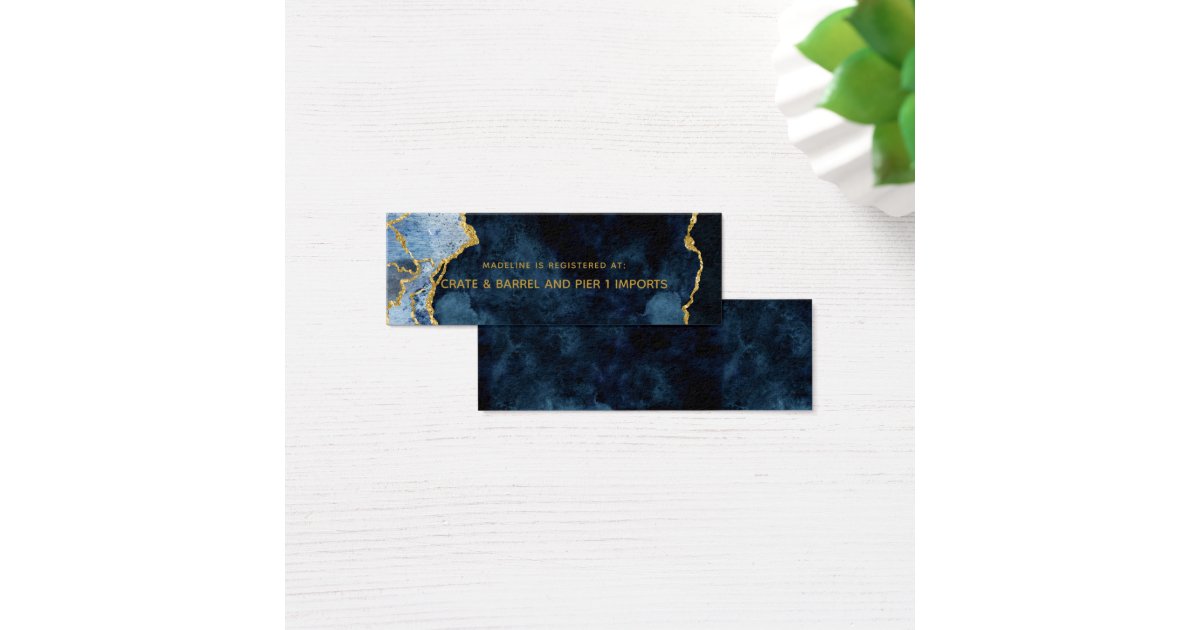 Navy Blue Gold Bridal Shower Registry Insert Card Zazzle