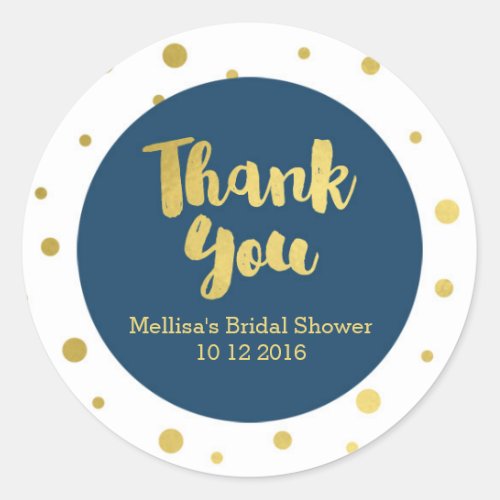 Navy Blue Gold Bridal Shower Thank You Favor Tags