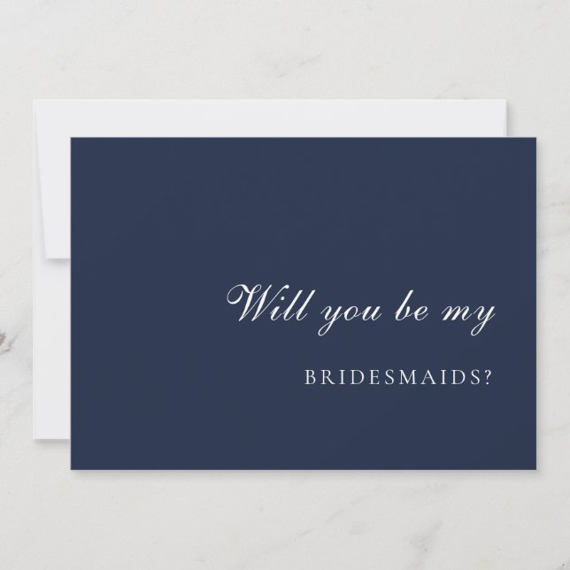 Navy Blue & Gold Bridesmaid Proposal Card (Front)