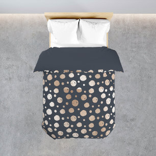 Navy Blue Gold Bubbles Pattern Elegant Bed Decor Duvet Cover