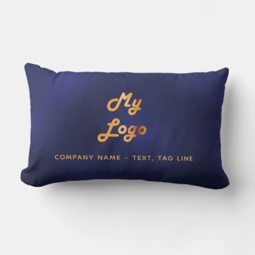 Navy blue gold business logo elegant lumbar pillow