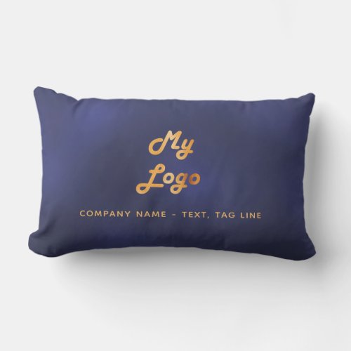 Navy blue gold business logo elegant pool lumbar pillow