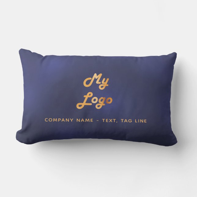 Navy blue gold business logo elegant pool lumbar pillow (Front)