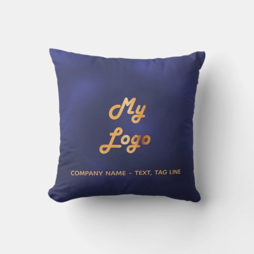 Navy blue gold business logo elegant pool outdoor pillow