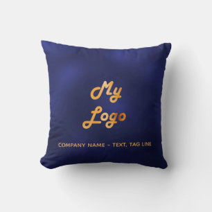 Navy blue gold business logo elegant throw pillow