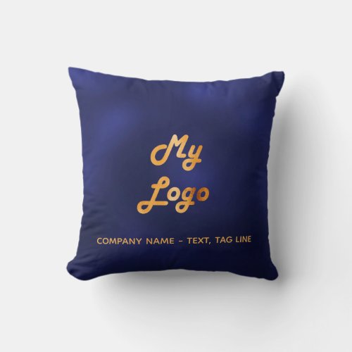 Navy blue gold business logo elegant throw pillow