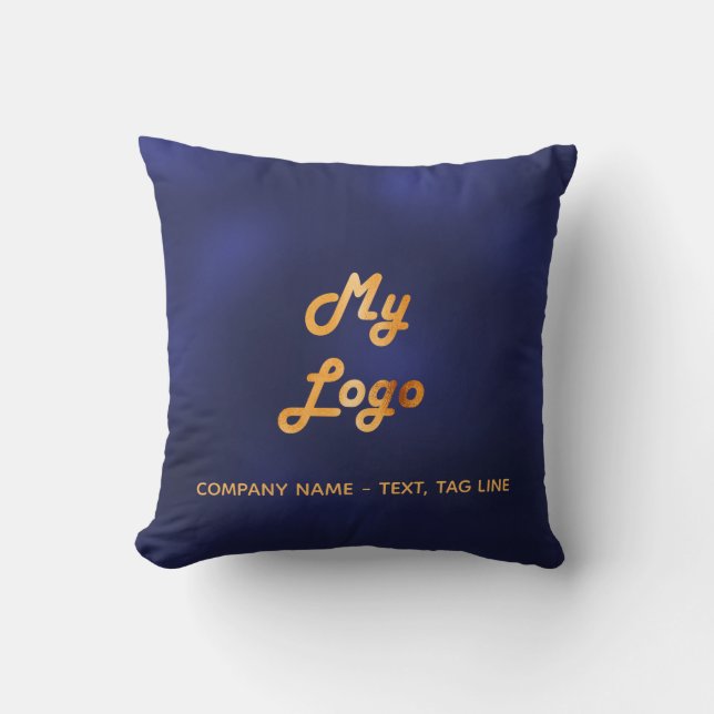 Navy blue gold business logo elegant throw pillow (Front)