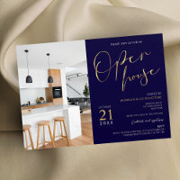 Navy Blue & Gold Business Logo Open House Photo