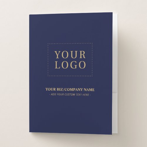 Navy Blue  Gold Business Logo Promotional Pocket Folder