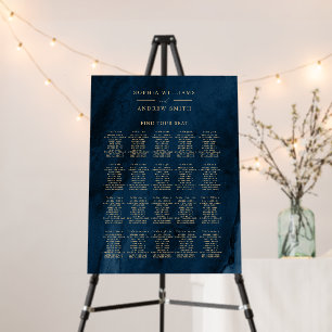 Navy Blue & Gold Calligraphy Wedding Seating Chart Foam Board