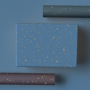 Navy Blue & Gold Celestial Star Night Sky Wrapping Paper Sheets