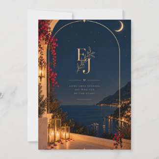 Navy Blue & Gold Celestial Wedding Invitation | Lu