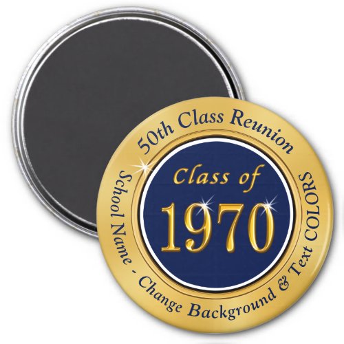 Navy Blue Gold Cheap 50 year Class Reunion Gifts Magnet