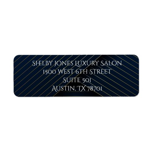 Navy Blue Gold Chic Modern Business Return Address Label