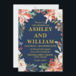 Navy Blue & Gold Christmas Winter Greenery Wedding Invitation<br><div class="desc">navy blue gold wedding invitation,  classic elegant botanical modern floral,  Christmas greenery fall autumn stylish,  simple minimalist script boho bohemian,  rustic winter trendy personalized invite,  personalised bride and groom reception,  custom template romantic xmas invites,  chic ivory flower foliage celebration,  evite party invitations green printed,  instant download digital text email</div>