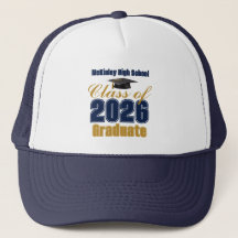 Navy Blue Gold Class of 2026 Graduation Custom