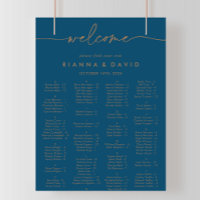Navy Blue Gold Classic Alphabetical Seating Chart