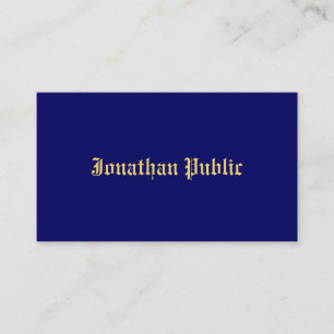 Navy Blue Gold Classic Old Style Font Elegant Business Card